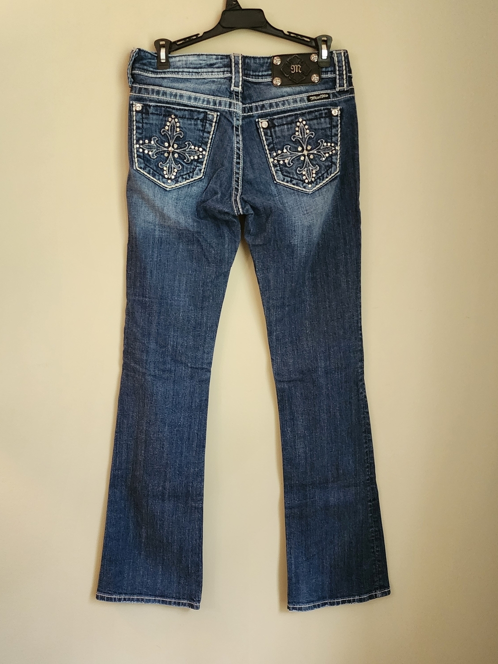 Miss Me Embellished Back Pocket Bootcut Jeans - Dark Blue Women Size 28